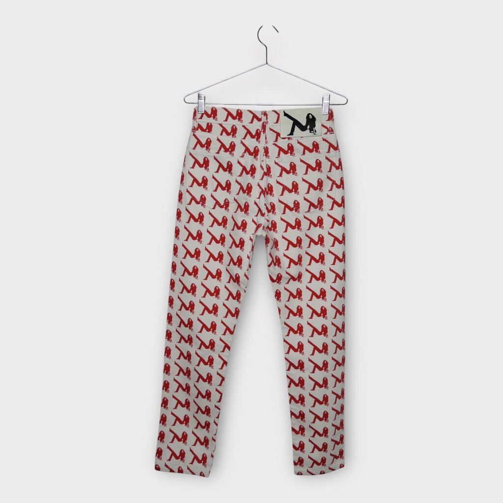 White & Red Brooke Monogram Tapered Jeans