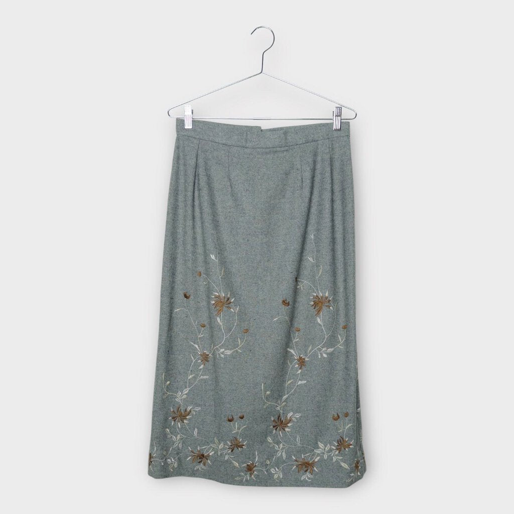 Handmade Grey & Brown Floral Midi