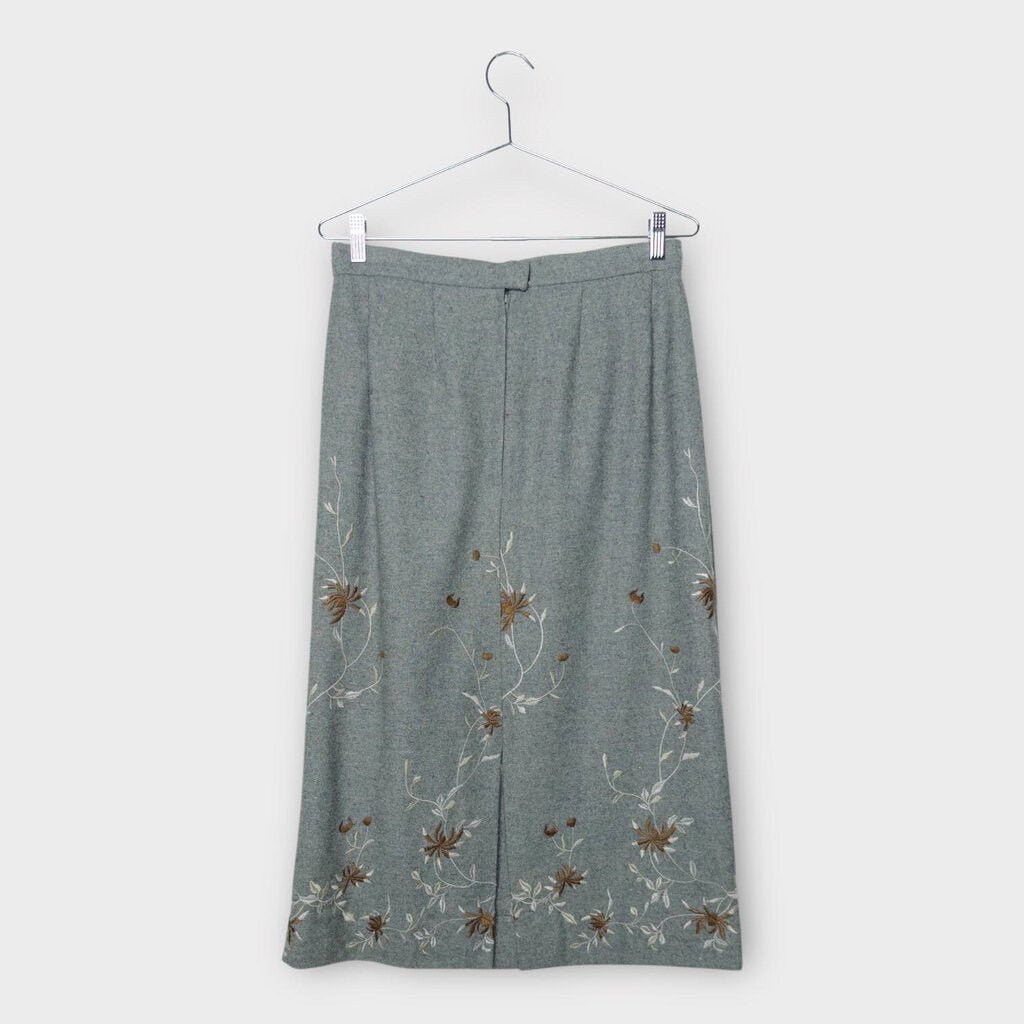 Handmade Grey & Brown Floral Midi