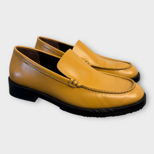 Yellow & Black Leather Loafers