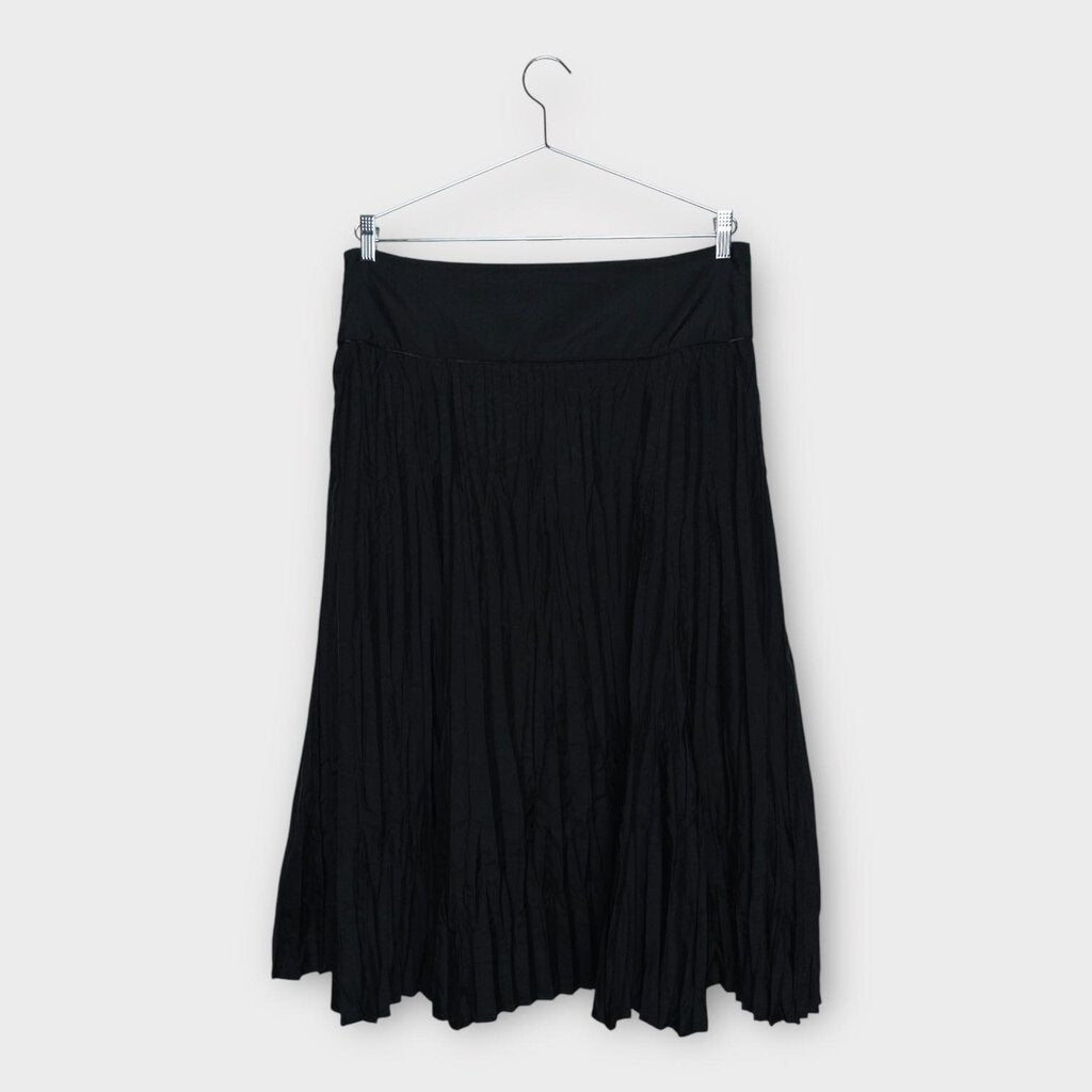 Black Perma-Crinkle Midi Skirt