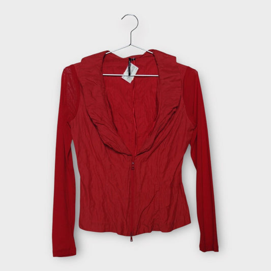 Privilege Australia Red Mesh Sleeve Zip Front Jacket