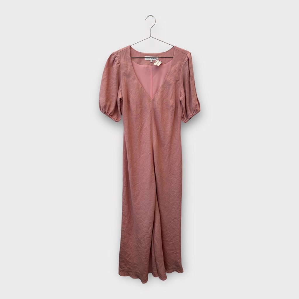 Blush Linen Puff Sleeve Maxi Dress