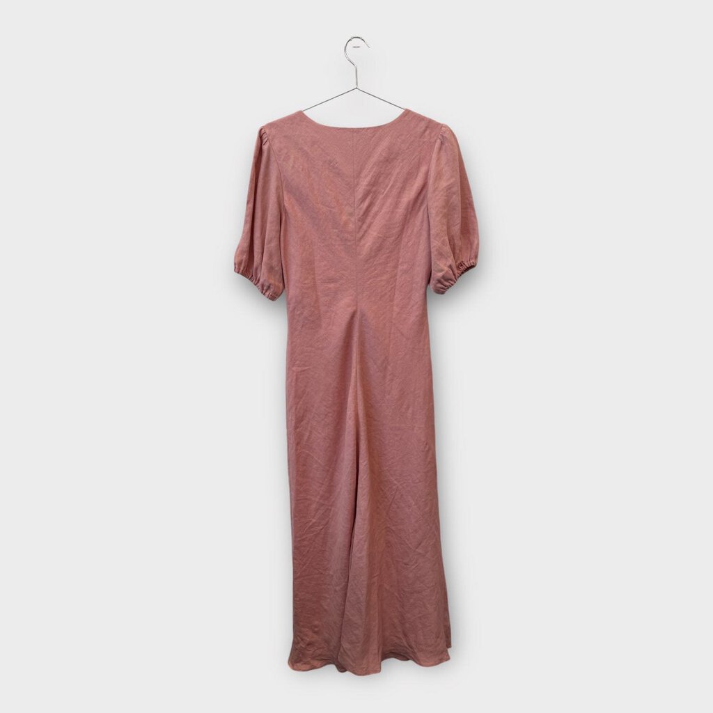 Blush Linen Puff Sleeve Maxi Dress