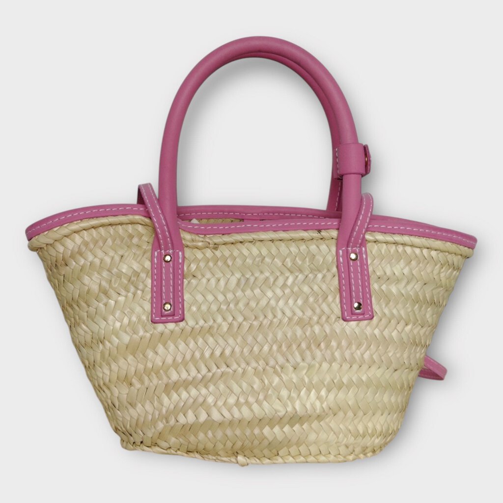 Palm Leaf + Pink Woven Le Petit Panier Soli Bag