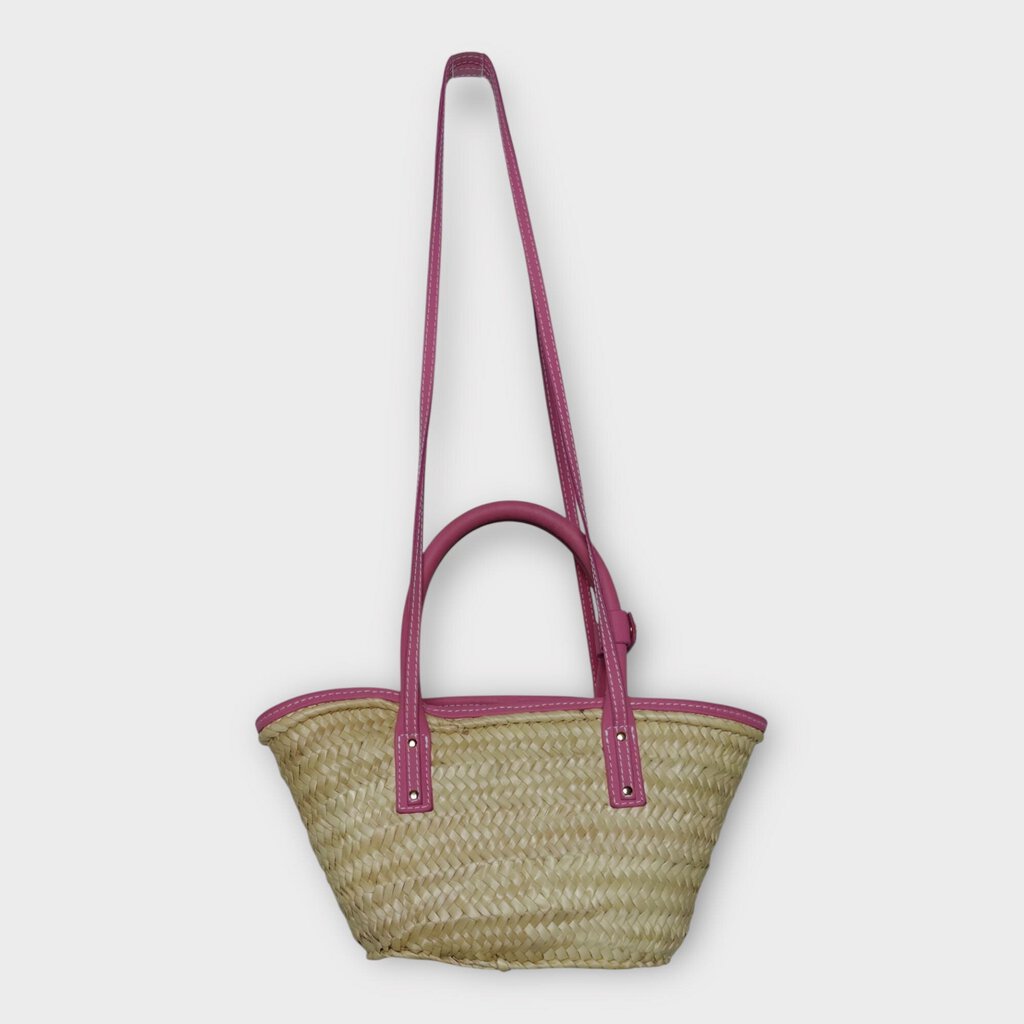 Palm Leaf + Pink Woven Le Petit Panier Soli Bag