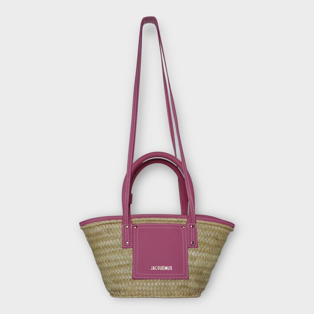 Palm Leaf + Pink Woven Le Petit Panier Soli Bag