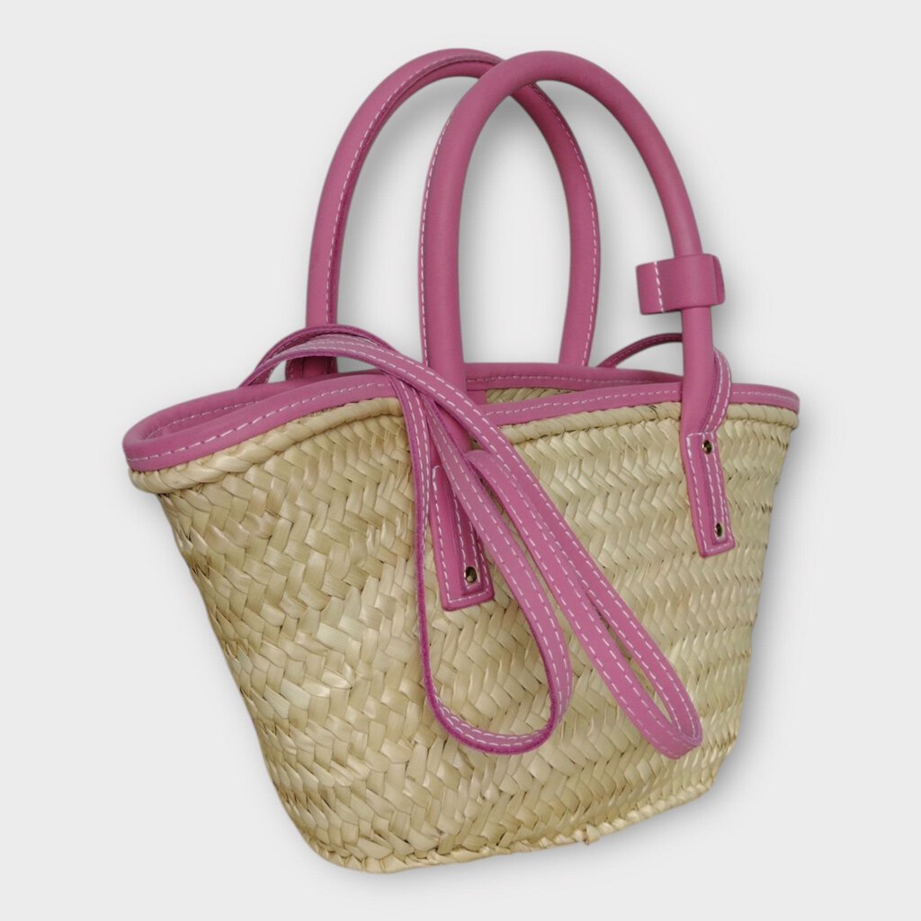 Palm Leaf + Pink Woven Le Petit Panier Soli Bag