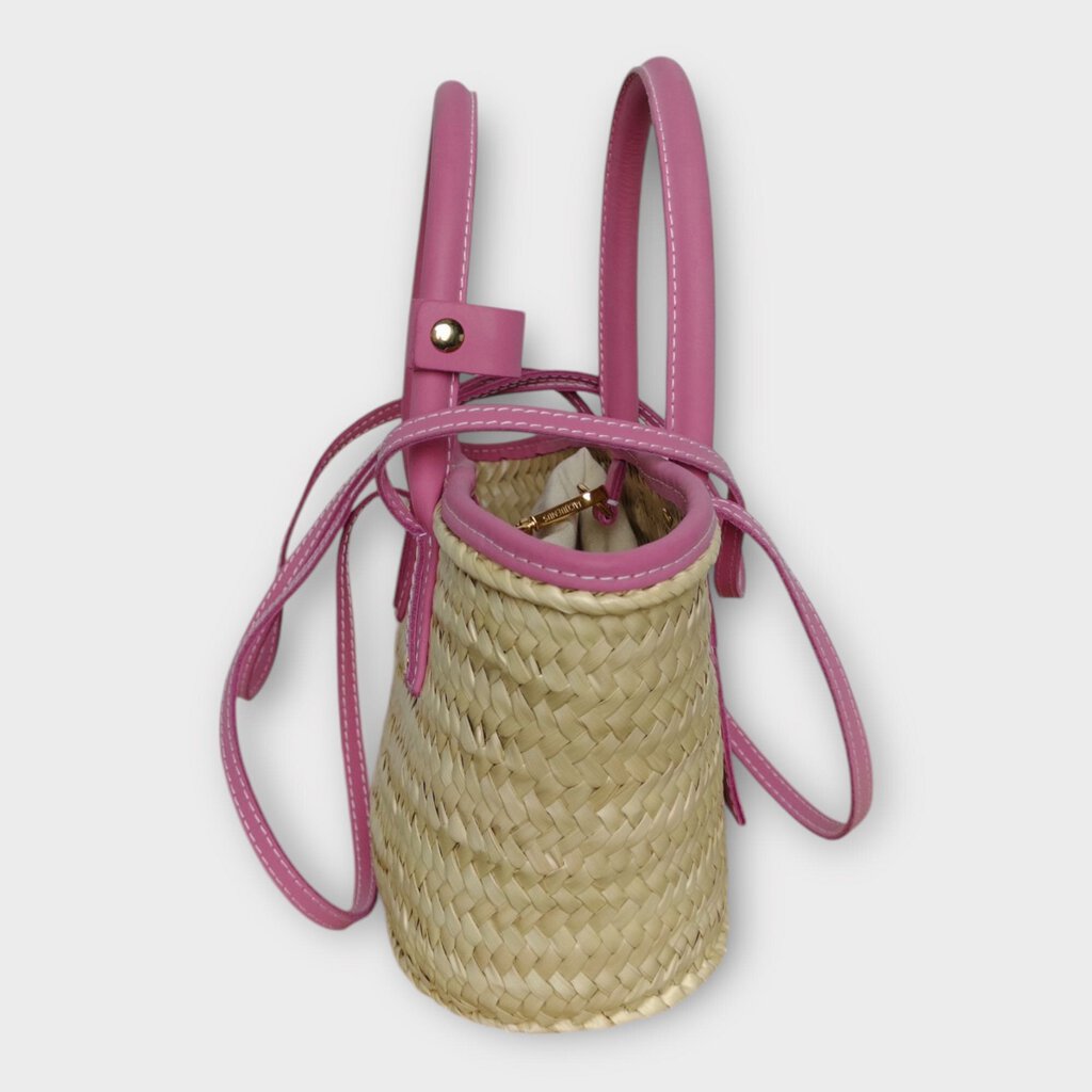 Palm Leaf + Pink Woven Le Petit Panier Soli Bag