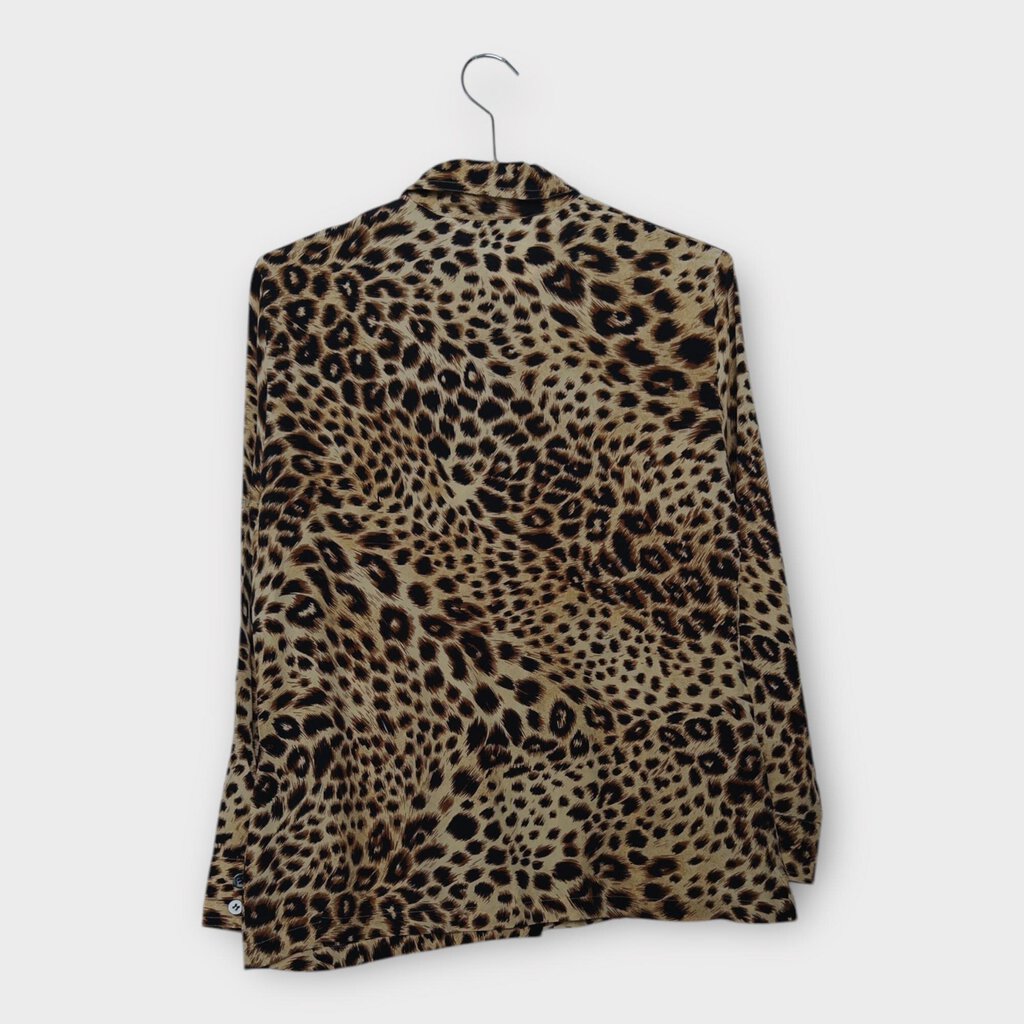 Laurel Brown Leopard Print Silk Blend Shirt