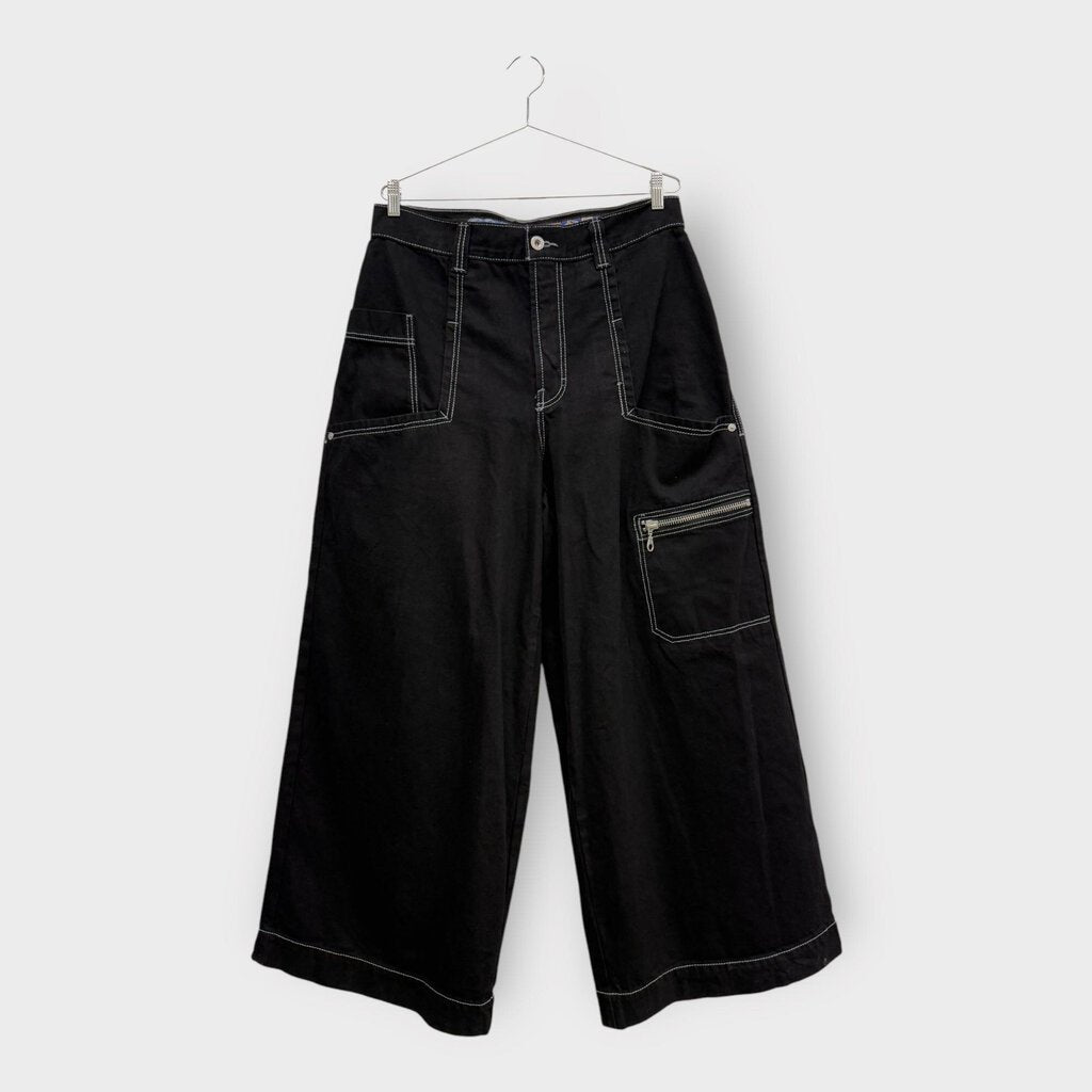 Black Wide Leg Top Stitch Gorilla Jeans