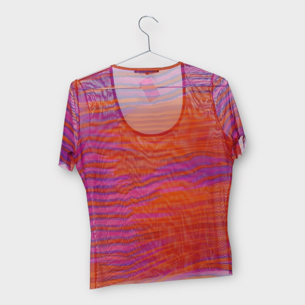 Blue Y2K Orange & Pink Purple Mesh Top