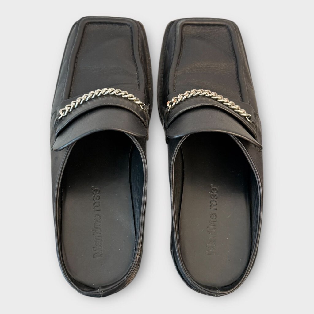 Martine Rose Black Square Toe Leather Loafers