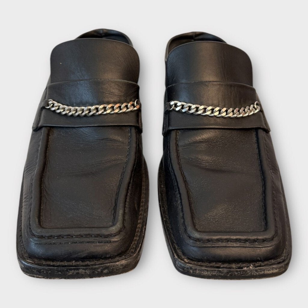 Martine Rose Black Square Toe Leather Loafers