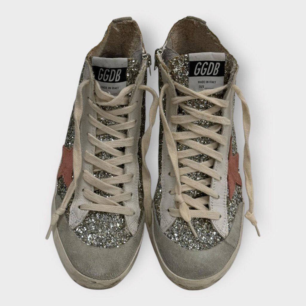 Golden Goose Silver High Top Francy Sneakers