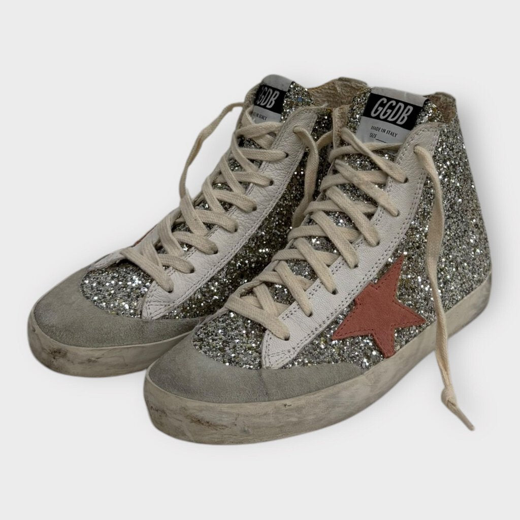 Golden Goose Silver High Top Francy Sneakers