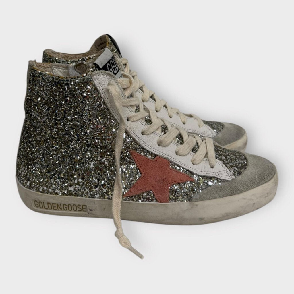 Golden Goose Silver High Top Francy Sneakers