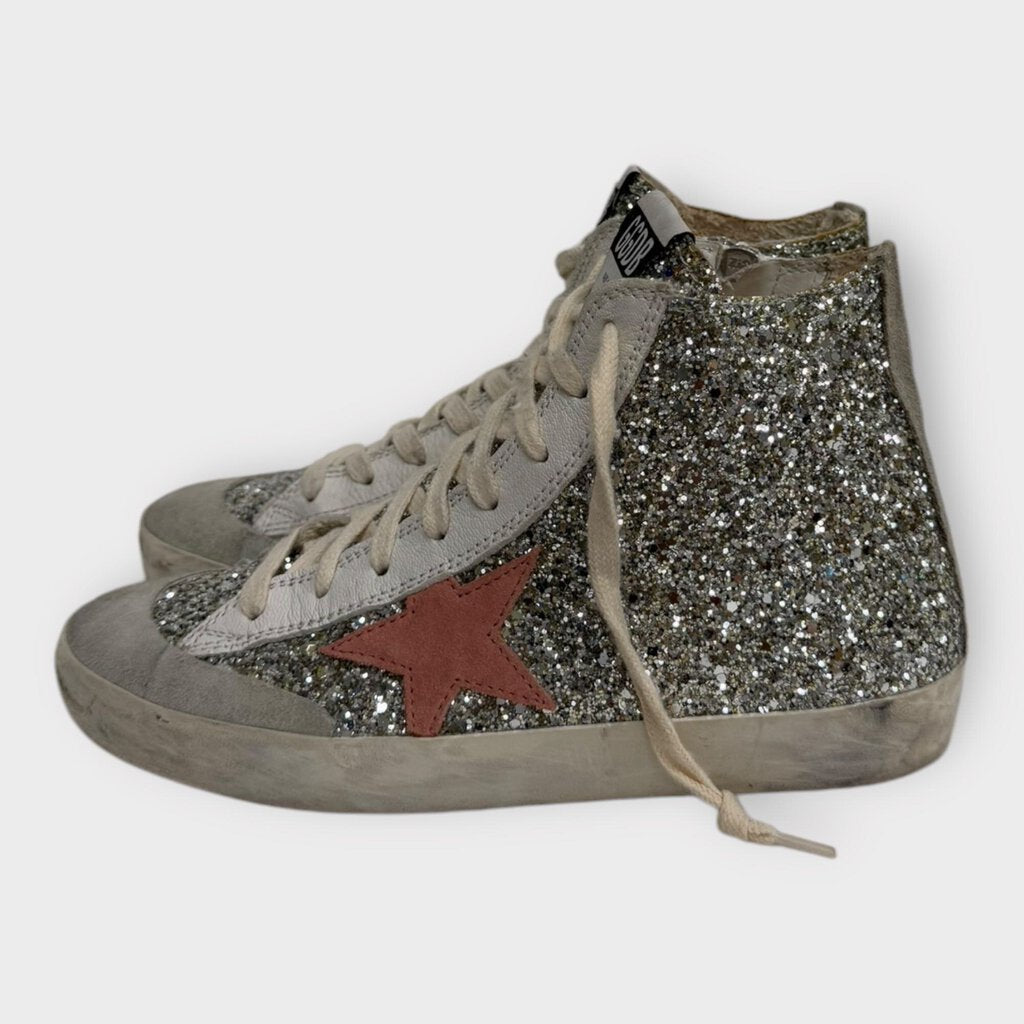 Golden Goose Silver High Top Francy Sneakers