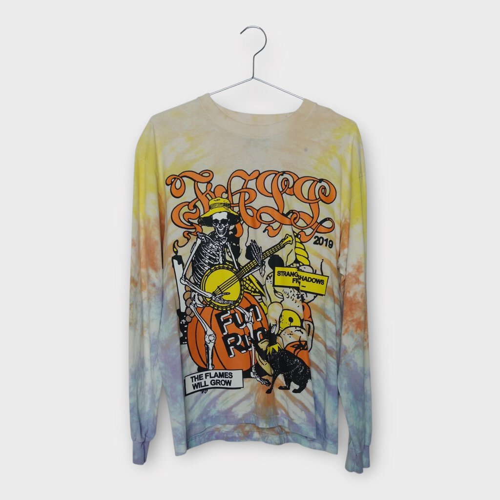 Online Ceramics Haunted Wagon Yellow Blue Skeleton Long Sleeve Tee