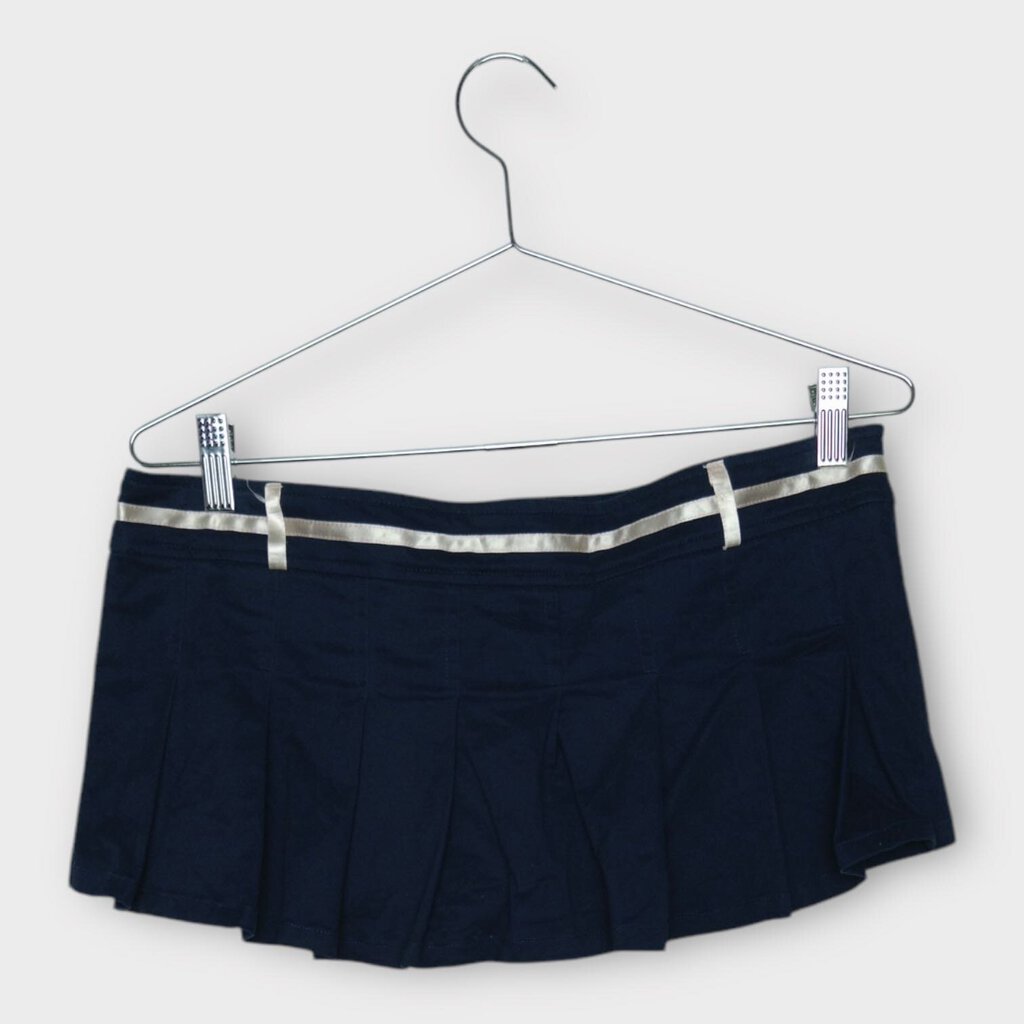 Navy Pleated Low Pink Bow Mini