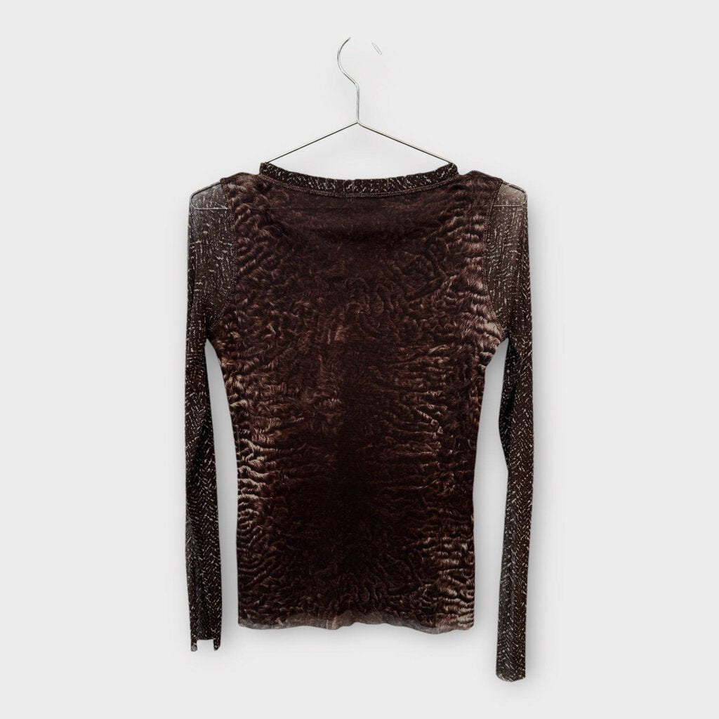 Fuzzi Brown Sequinned Mesh Long Sleeve