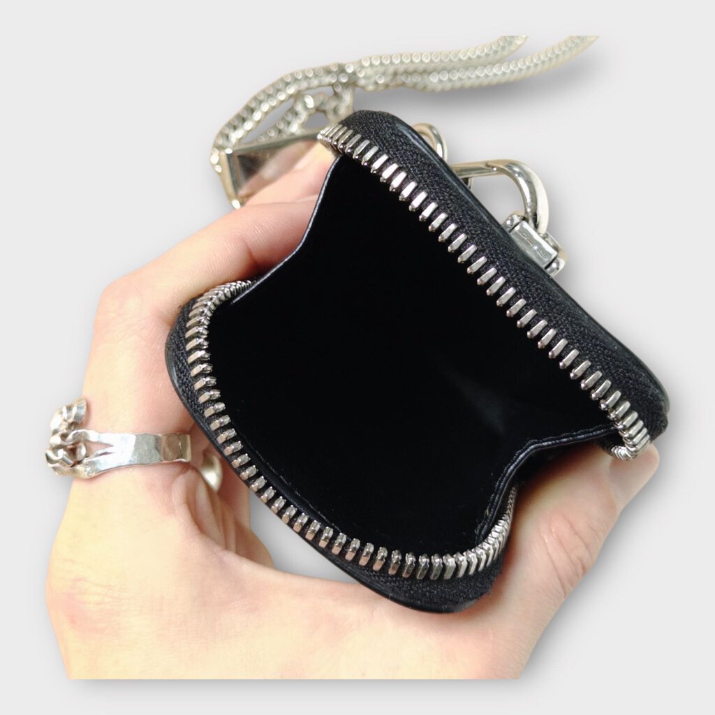 Prada Silver & Black Chain Neck Pouch