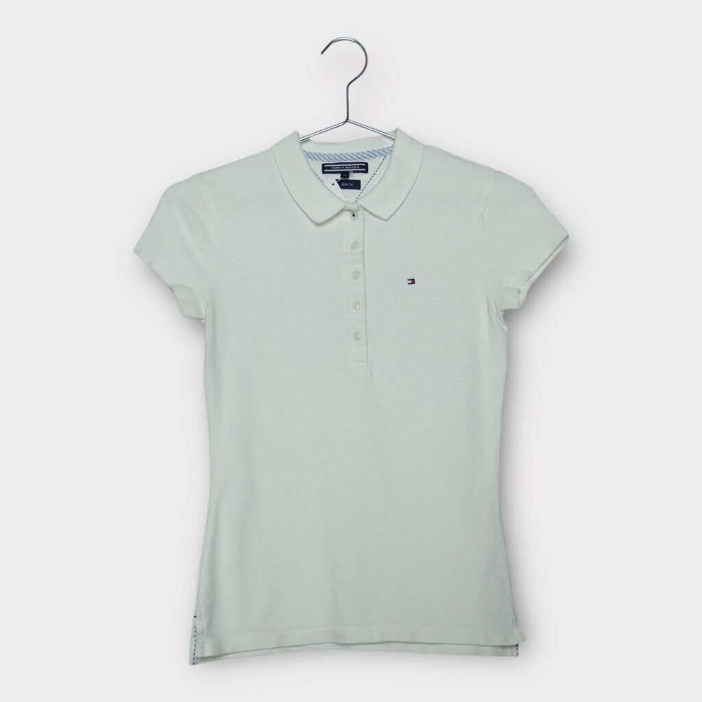 Tommy Hilfiger White Cotton Slim Fit Polo