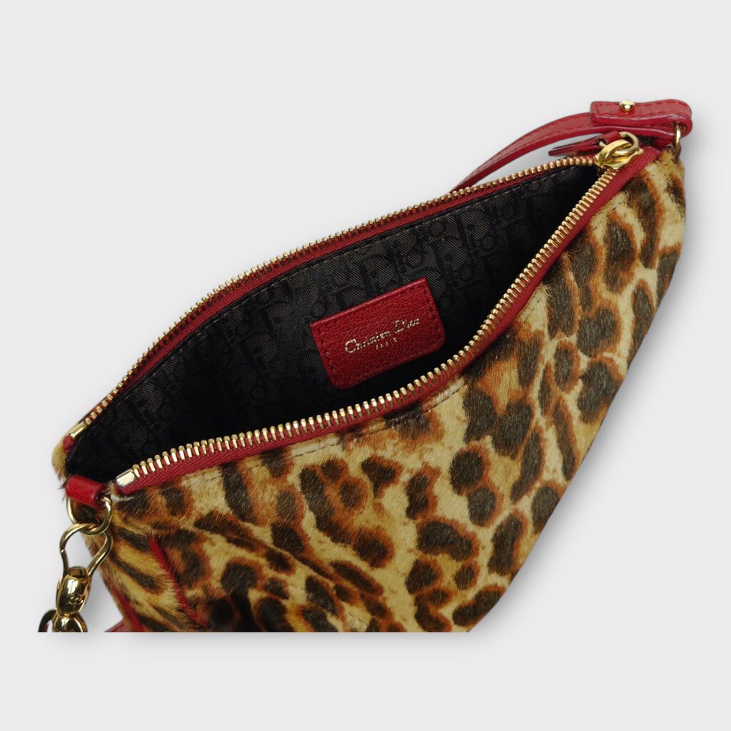 Dior Pony Hair Leopard Print Mini Saddle Bag