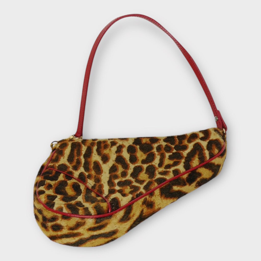 Dior Pony Hair Leopard Print Mini Saddle Bag