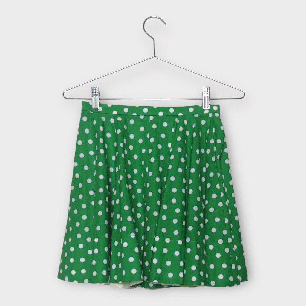 Green Cotton Spotty A-Line Mini Skirt