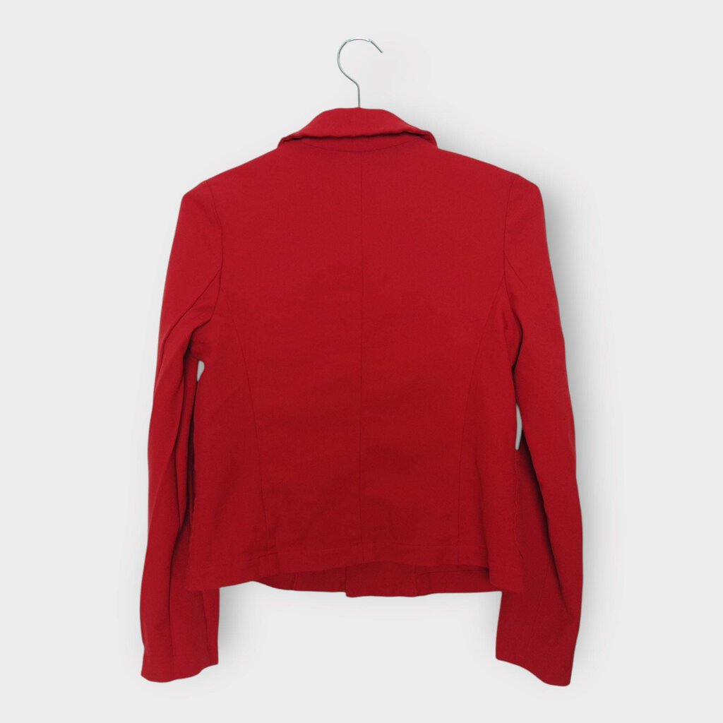 Red Pocket Front Button Down Jacket