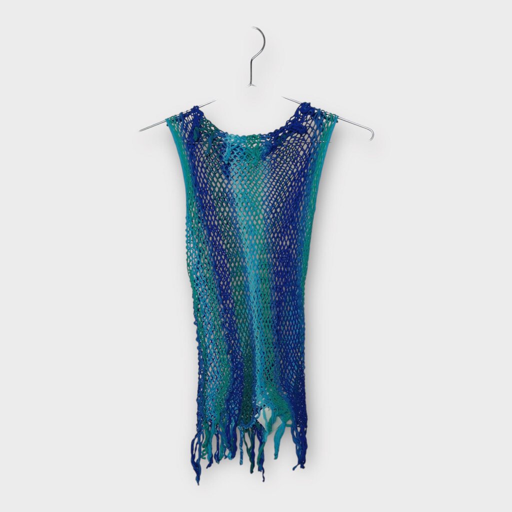 Blue & Green Stripe Net Top