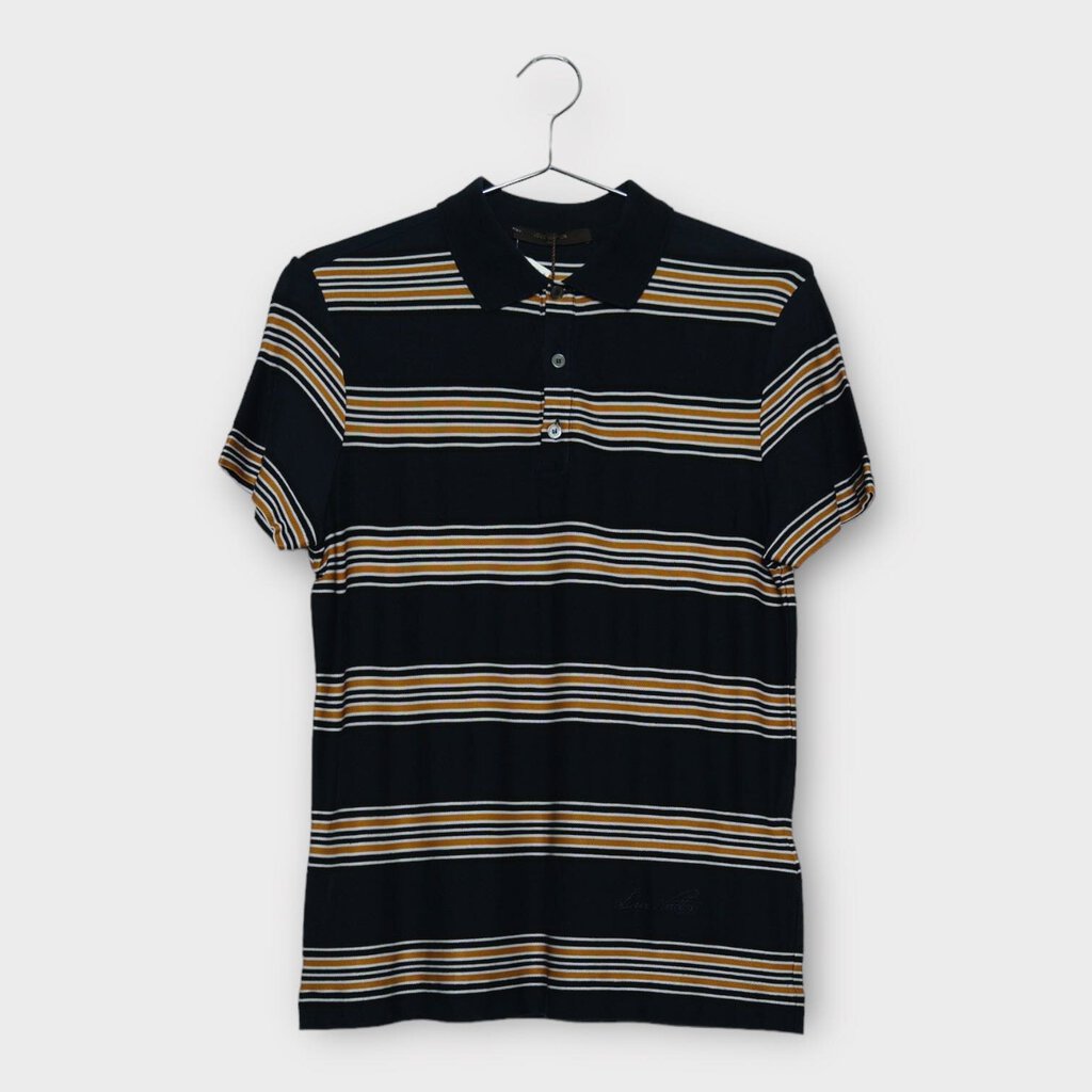 Navy Mustard Striped Polo